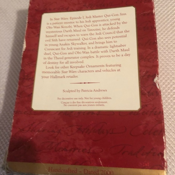 🎄💫2000 Hallmark Star Wars Episode 1 Qui-Gon Jinn Ornament660$35 or $30 w/offer - Picture 4 of 5